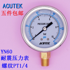 ACUTEK 油压 气压 液压 抗震 防震 耐震压力表 YN60 10bar  PT1/4