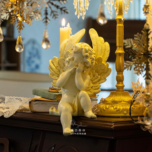 复古森林树脂欧式桌面小天使摆件石膏雕塑巴洛克风拍照婚庆道具