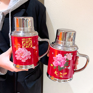 中式双喜陶瓷马克杯情侣一对水杯结婚礼物怀旧复古老式茶缸伴手礼