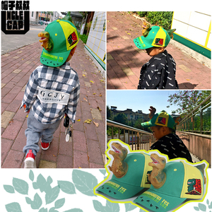 可爱恐龙儿童帽子个性创意造型鸭舌帽动物棒球潮帽亲子遮阳防晒帽