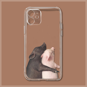 可爱小猪适用于iphone14/12/13苹果15华为mate60Pro透明xsmax小米11华为p40荣耀90趣味三星S23ultra手机壳软