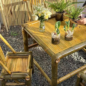 蘑菇小匠庭院竹桌椅复古中式小院子竹桌竹椅户外纯手工编织竹家具