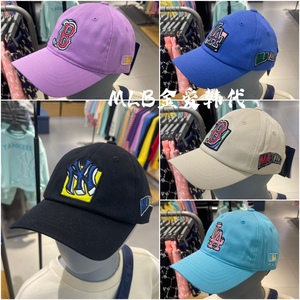 韩国mlb儿童棒球帽男女童帽ny标蓝色卡通限量黑帽子鸭舌帽遮阳帽
