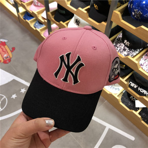 MLB韩国棒球帽男女儿童帽子宝宝帽童帽ny黑标侧面卡通拼色遮阳帽