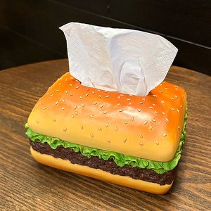 汉堡包纸巾盒客厅高档轻奢麦当劳美式复古抽纸盒创意艺术餐巾纸盒