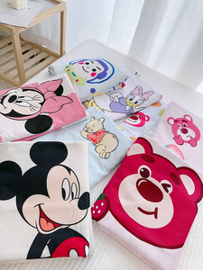 迪士尼草莓熊米奇纯棉加厚贡缎磨毛卡通被单全棉儿童床单单件秋冬