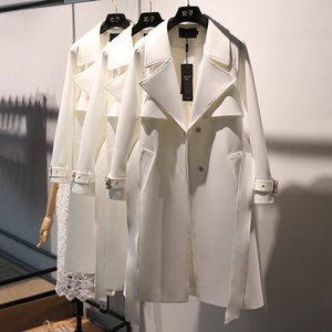 白色风衣女中长款2024年春季新款时尚气质百搭简约收腰高级感外套
