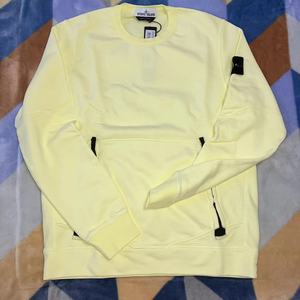 酱狗只卖正品 STONE ISLAND CREWNECK SS21 拉链口袋臂章黄色卫衣