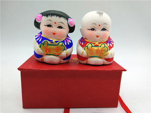无锡惠山小泥人吉祥如意 大阿福特色中国风特产民间 工艺品泥娃娃