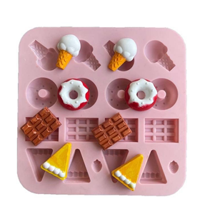 甜甜圈甜筒华夫硅胶翻糖模具蛋糕巧克力装饰手工皂香薰石膏模具