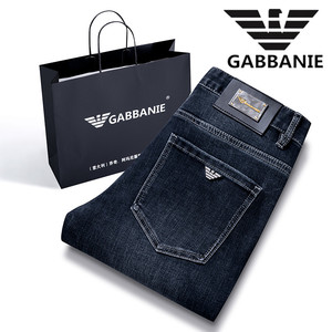 品牌GABBANIE牛仔裤男秋冬款高档修身直筒高质感小直筒长裤子潮牌