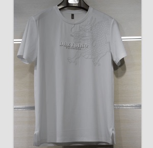 佳航男装士式圆领印龙花纹短袖体T恤新款时尚休闲流行潮24JH611