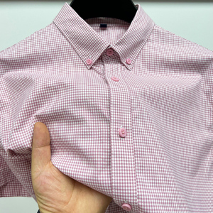 外贸纯棉小格子短袖衬衫男夏季薄款商务休闲中年男士衬衣上班寸衫
