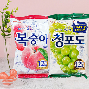 韩国进口乐天青葡萄味水蜜桃味水果糖硬糖153g糖果儿童宝宝糖果