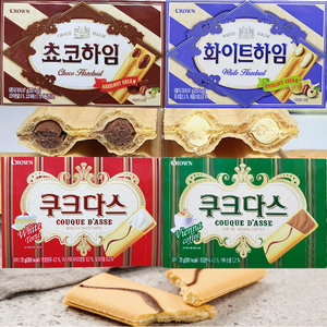 韩国进口克丽安CROWN奶油咖啡夹心条饼干蛋卷榛子威化榛子瓦零食