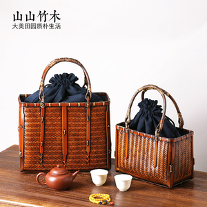 竹包包 茶具收纳包 竹编包 茶包 手提包 复古 日式 出口 汉服配包