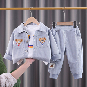 婴儿衣服春季超洋气运动休闲开衫童装三件套分体一岁男宝宝春秋装