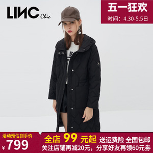 LINC金羽杰2022秋冬新款风衣感连帽简约中长款羽绒服女Y22808207