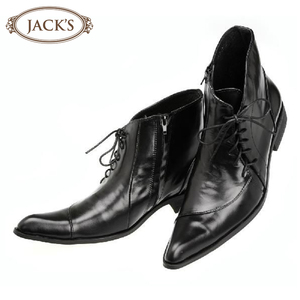 JACK'S新款男士尖头短靴英伦舞台潮真皮高级感高帮发型师时装皮鞋
