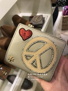 现货Tory Burch TB爱心款两折短款对折女士钱包纯牛皮44581