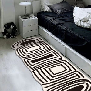 黑白格子卧室床边毯客厅沙发茶几地垫衣帽间化妆镜前家用长形地毯
