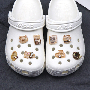 冰透咖啡小熊甜甜圈crocs洞洞鞋配饰diy配件可爱卡通装饰扣鞋花