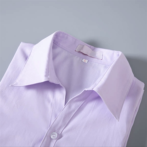 新款淡紫色衬衫女百搭平面工作服职业装正装长袖衬衣V领制服收腰