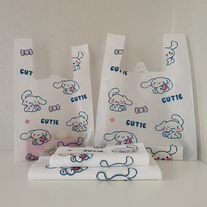 萌大耳兔袋子卡通图案新年可爱虎塑料打包袋外卖通用袋甜品饰品袋