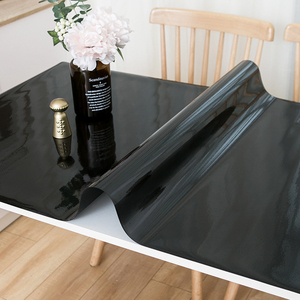 纯黑色PVC防水桌布软玻璃桌垫防油免洗塑料茶几桌垫简约现代台布