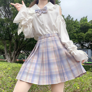 韩系学院风套装jk衬衫女生衣服洛丽塔lolita内搭长袖白色上衣女装