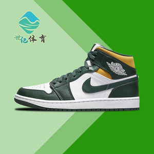 Air Jordan 1 Mid AJ1 白绿黄 西雅图超音速中帮篮球鞋554724-371