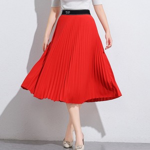 2024新款复古法式优雅半身裙气质百褶裙高腰显瘦小红裙A字中长款
