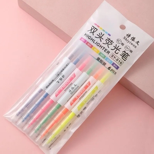 荧光笔荧光标记笔学生用粗划重点双头彩色记号笔笔记淡色系绘画笔
