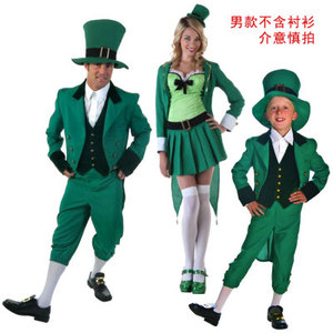 COS服爱丽丝梦游仙境成人儿童男女爱尔兰妖精可爱绿色精灵亲子装