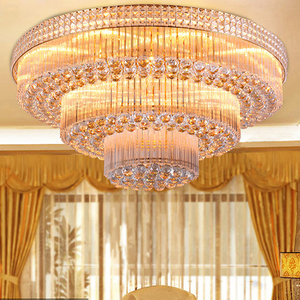 大客厅水晶灯圆形吸顶灯1.5米金色圆形水晶灯1米直径80cm1.2米60