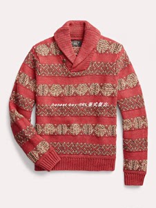 RRL Intarsia-Knit Linen-Blend Sweater羊毛棉麻 西南青果领毛衣