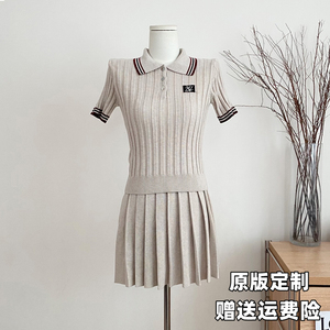 子熙 easy fittingMiu 女孩常服挂针织小套装开衫春夏林百褶短裙