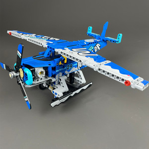 儿童机械组装拼装飞机积木鱼鹰飞机水上飞机军用飞机系列拼图男孩