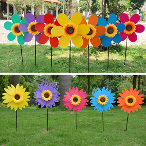 新款儿童幼儿园地摊玩具塑料户外装饰向日葵太阳花传统大风车包邮