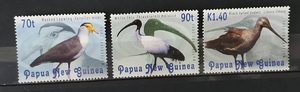巴布亚新几内亚 2001年鸟类三枚 凤头麦鸡，白朱鹭等