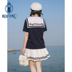 水手服套装海军风jk制服少女大童初中学生高中生校服班服夏装上衣