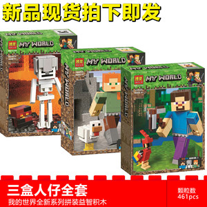 我的世界主角史蒂夫亚历克斯骷髅和岩浆怪末影龙中国积木拼装玩具