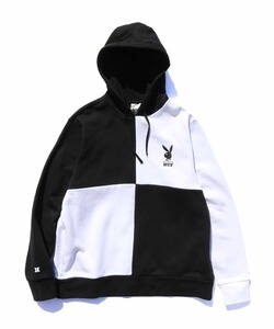 日本代购 PLAYBOY COLOR BLOCK P/O HOODIE 男女加绒连帽卫衣帽衫