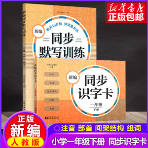 全2册新编同步识字卡+同步默写训练一年级下册 第二学期小学语文默写能手生字卡片同济大学出版社 小学语文 版课外训练图书籍