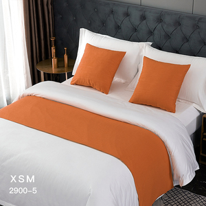 宾馆酒店纯色床尾巾高档床上用品布草民宿床旗床尾垫桌旗床盖橙色