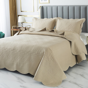 美式纯棉床盖单件 全棉绗缝被三件套缝衍被夹棉床单外贸出口欧美