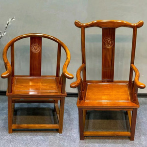奥坎实木圈椅茶桌椅靠背主人椅新中式禅椅官帽椅围椅胡桃木太师椅