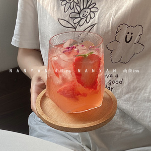 韩国ins网红玻璃杯六菱角饮品杯高颜值鸡尾酒杯冷饮苏打气泡水杯