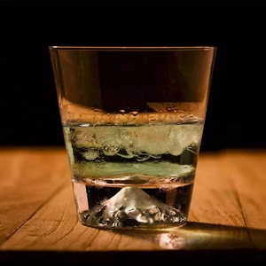 日式富士山玻璃杯创意雪山杯 网红ins水晶樱花威士忌酒杯 冰山杯