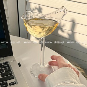 可爱小鸟杯高脚杯玻璃杯ins风小众个性香槟杯鸡尾酒杯气泡酒杯子